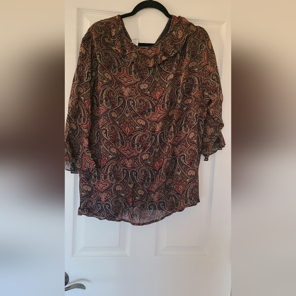 Elizabeth paisley ruffled blouse women's plus size 20 - Picture 5 of 5